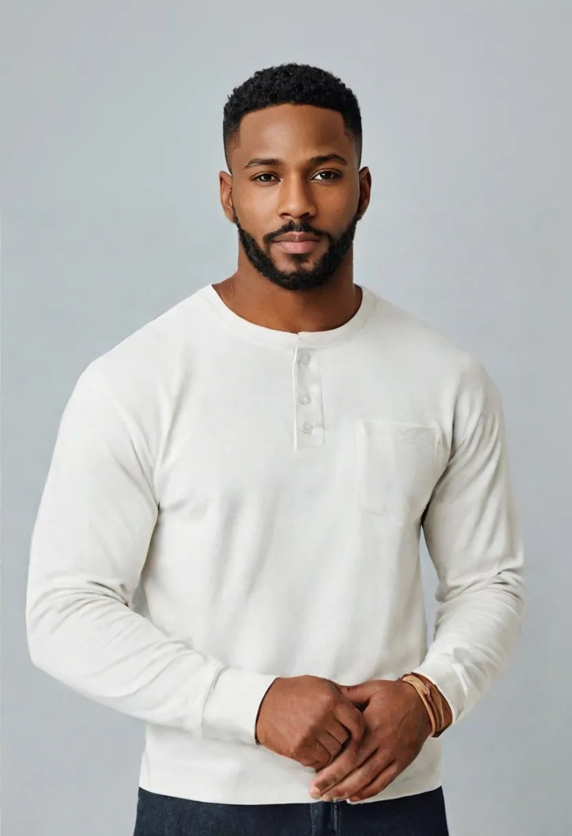 Men’s Slim Fit Henley Shirt – Long Sleeve Pullover Top