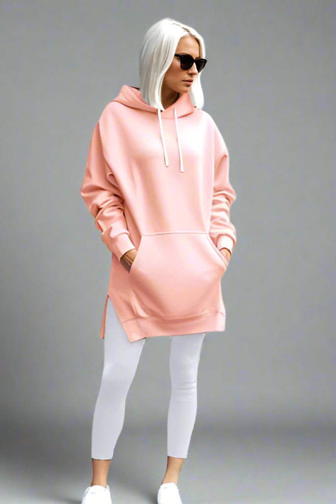 Women’s Split Shoulder Brushed Hoodie – Comfy Solid Color Pullover with Hood
