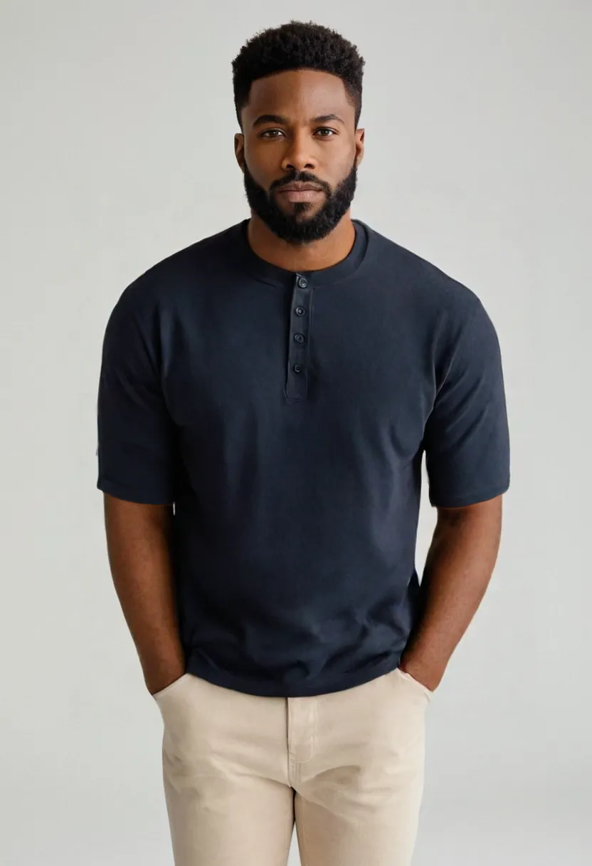Men’s Summer Henley T-Shirt – Simple Solid Color Short Sleeve