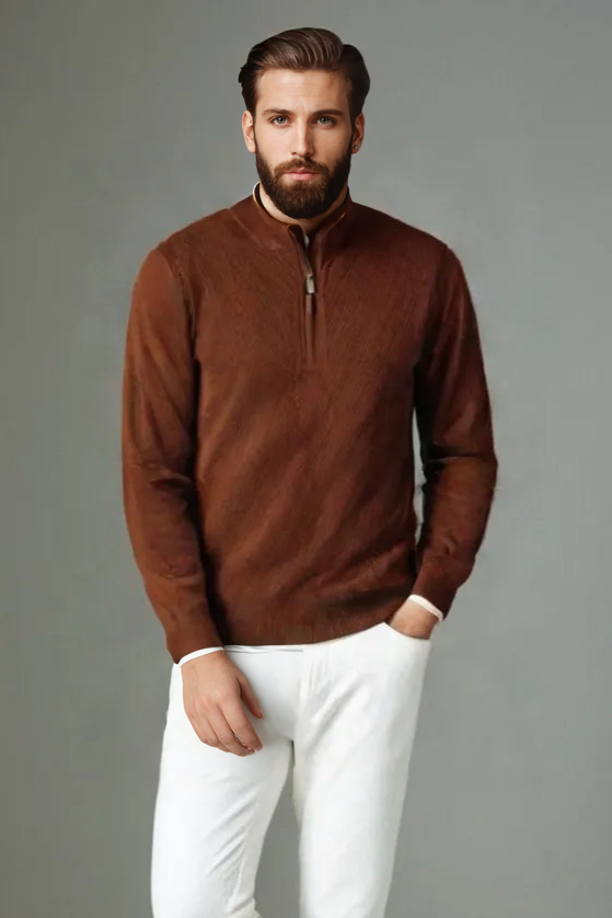 Men’s Pure Wool Knit Sweater – Thickened Winter Pullover