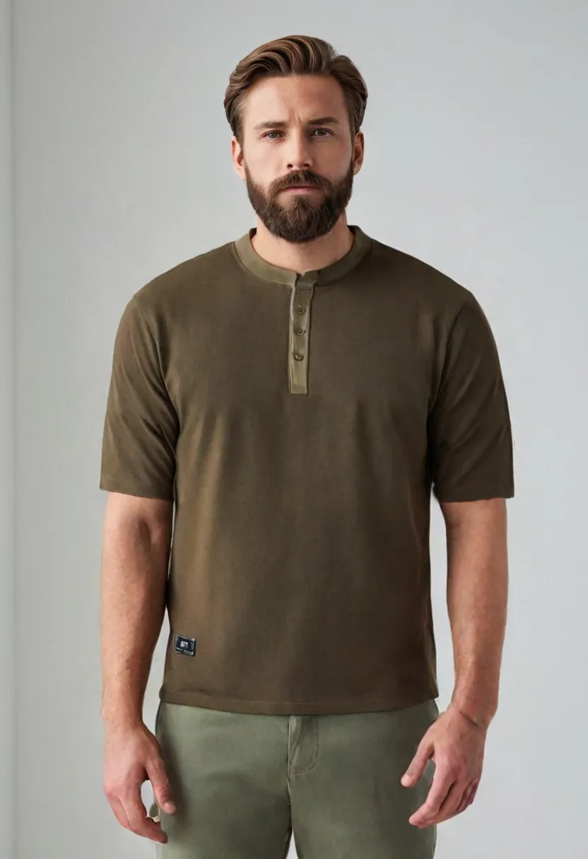 Men’s Summer Henley T-Shirt – Simple Solid Color Short Sleeve