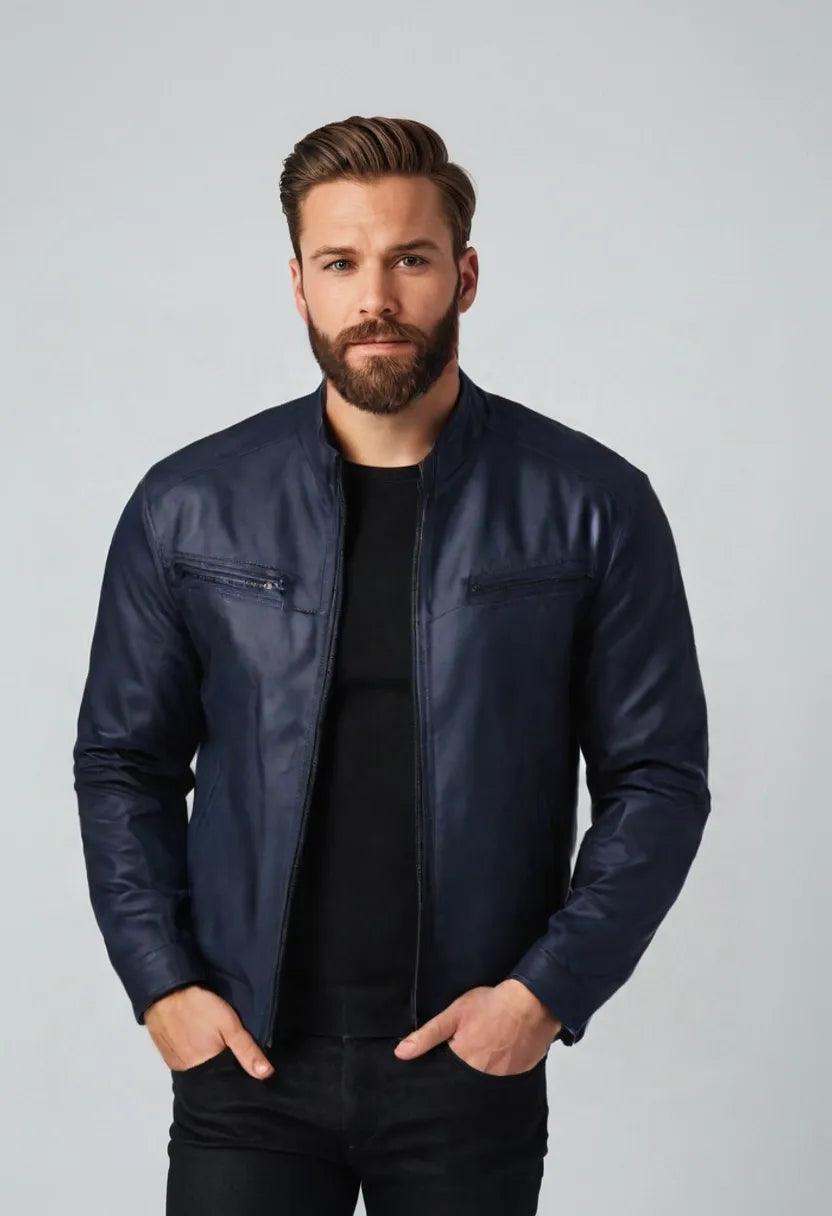 Stand Collar Faux Leather Motorcycle Jacket – Stylish & Durable