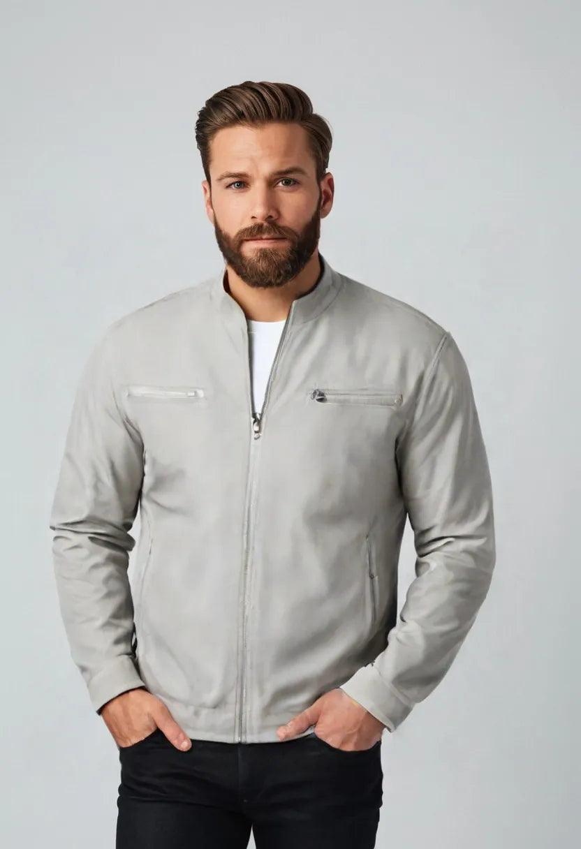 Stand Collar Faux Leather Motorcycle Jacket – Stylish & Durable