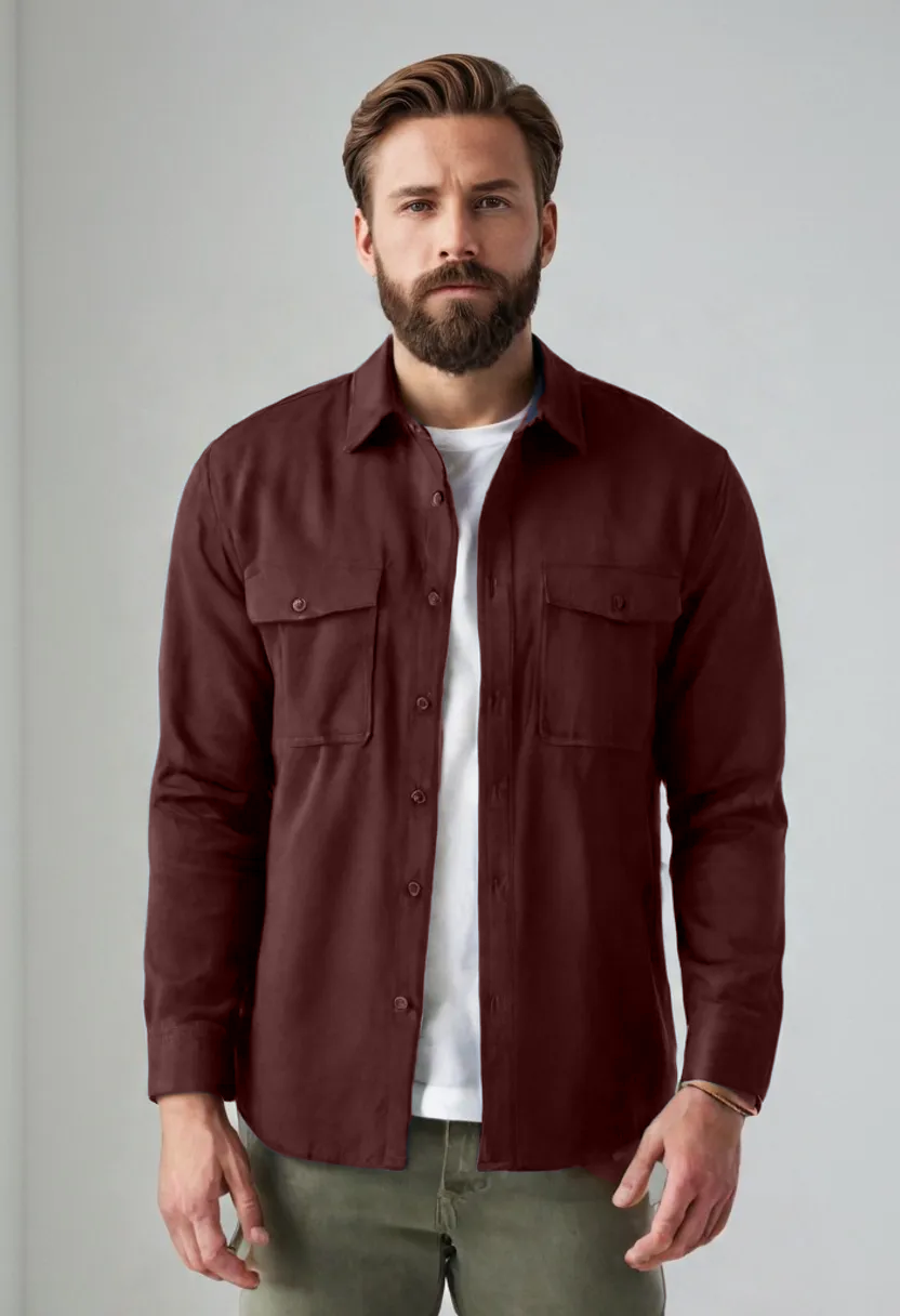 Men’s Button-Up Overshirt – Minimalist Casual Layering Jacket