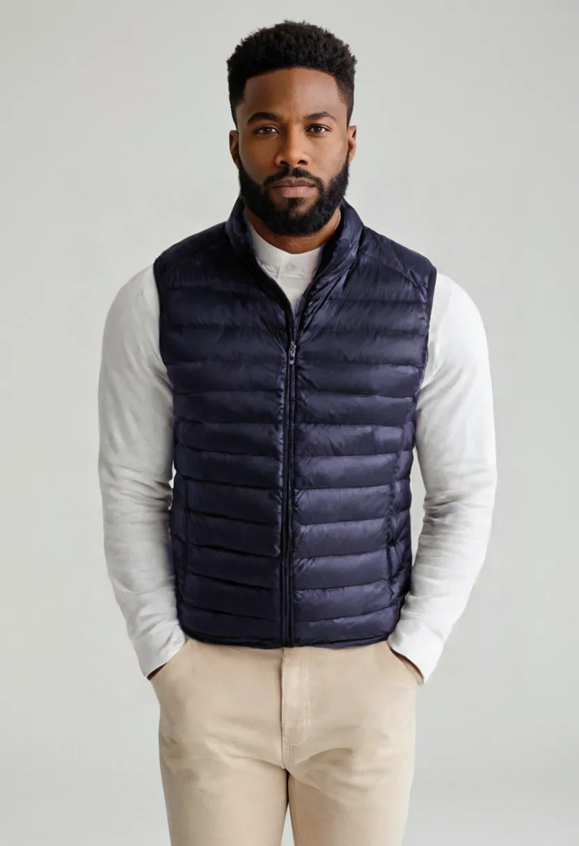 Men’s Lightweight Puffer Vest – Stand Collar Insulated Waistcoat