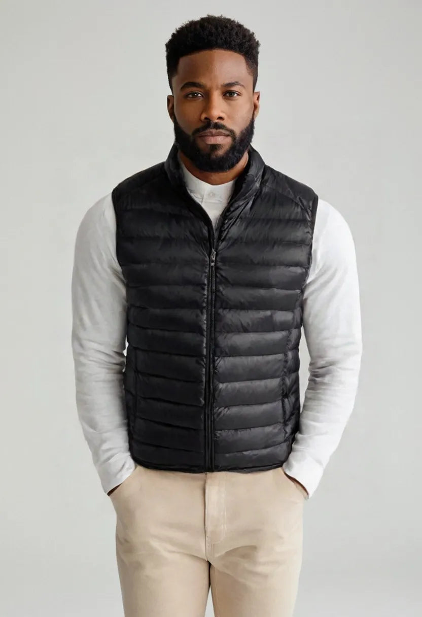 Men’s Lightweight Puffer Vest – Stand Collar Insulated Waistcoat