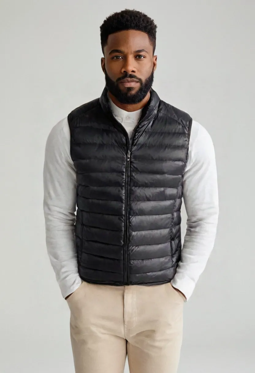 Men’s Lightweight Puffer Vest – Stand Collar Insulated Waistcoat