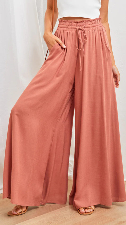 Women’s High Waist Wide-Leg Lounge Pants with Pockets