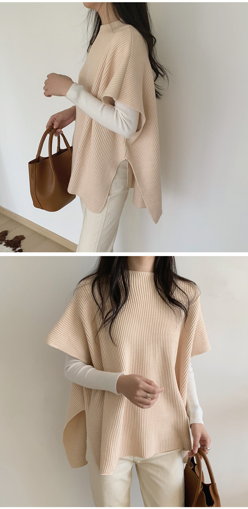 Women’s Elegant Loose Fit Cape Cloak Sweater