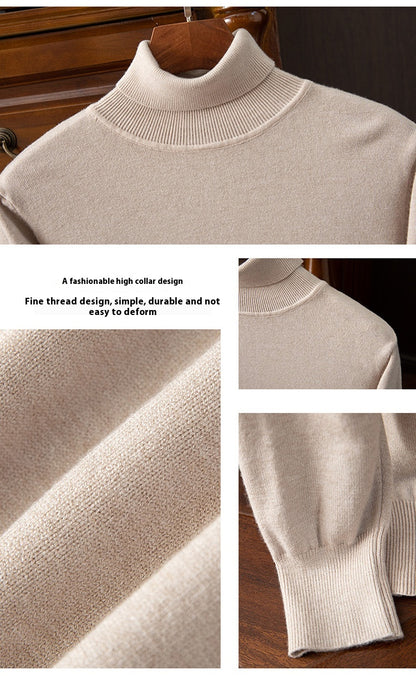 Men’s Turtleneck Pullover Sweater – Thick Warm Knit for Autumn & Winter