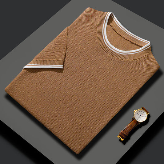 Men’s Mulberry Silk Wool T-Shirt – Lightweight Short Sleeve Luxury Tee