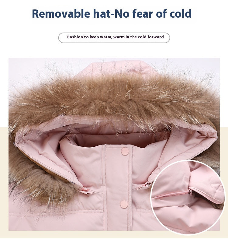Thermal Quilted Hooded Jacket with Faux Fur Collar