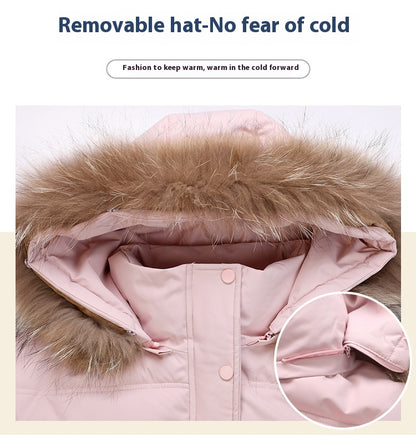 Thermal Quilted Hooded Jacket with Faux Fur Collar
