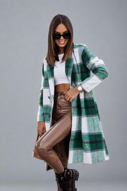 Mid-length Plaid Wool Coat - Fall/Winter Collection
