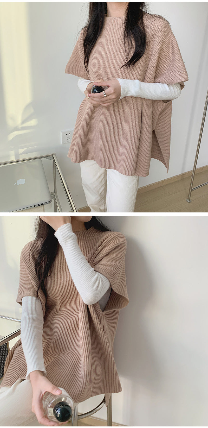 Women’s Elegant Loose Fit Cape Cloak Sweater