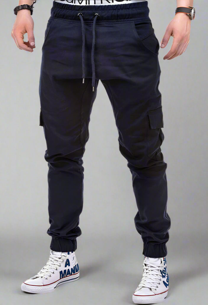 Men’s Cargo Jogger Pants – Drawstring Waist with Side Pockets