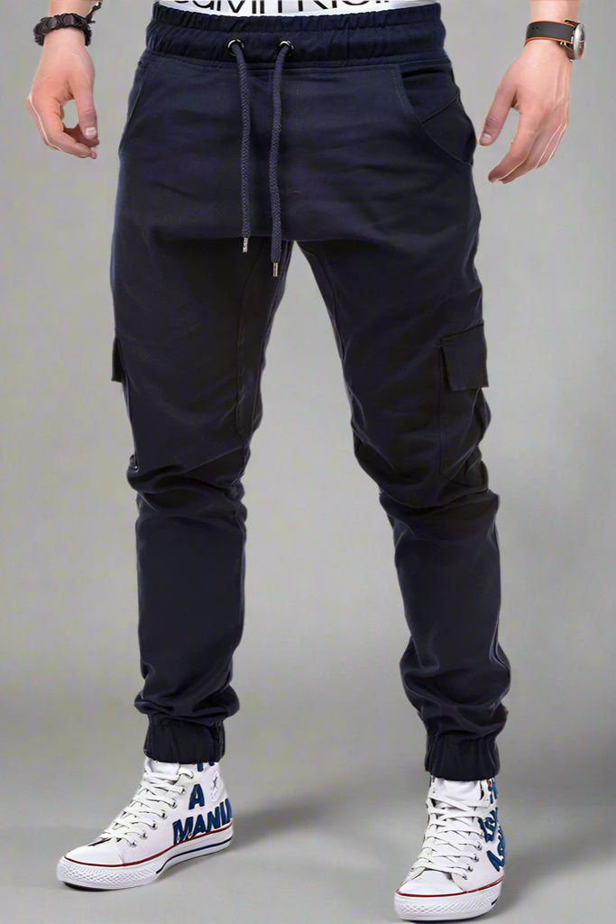Men’s Cargo Jogger Pants – Drawstring Waist with Side Pockets