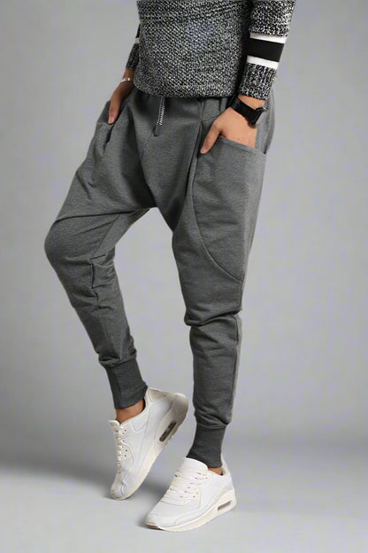 Men’s Plus Size Harem Pants – Loose-Fit Trousers with Suspenders