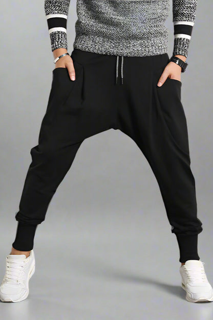Men’s Plus Size Harem Pants – Loose-Fit Trousers with Suspenders