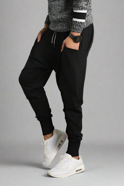 Men’s Plus Size Harem Pants – Loose-Fit Trousers with Suspenders