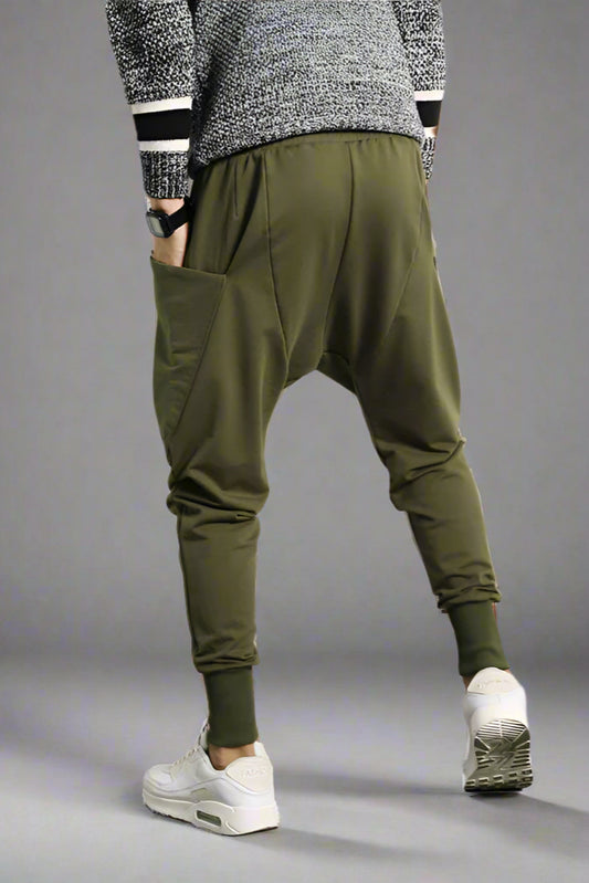 Men’s Plus Size Harem Pants – Loose-Fit Trousers with Suspenders