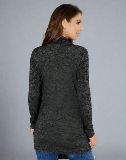 Asymmetrical Zip-Up Cowl Neck Sweater – Chic & Cozy