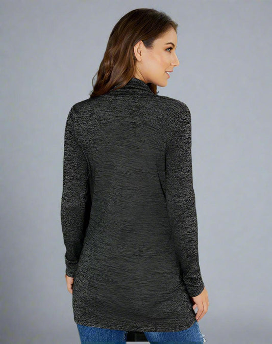 Asymmetrical Zip-Up Cowl Neck Sweater – Chic & Cozy
