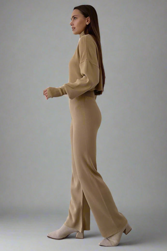 Women’s Turtleneck Lounge Set – Casual Two-Piece Pullover & Pants for Autumn/Winter