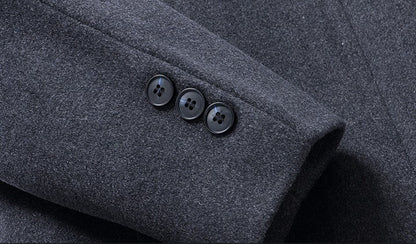 Men’s Stand Collar Woolen Overcoat – Classic Winter Outerwear
