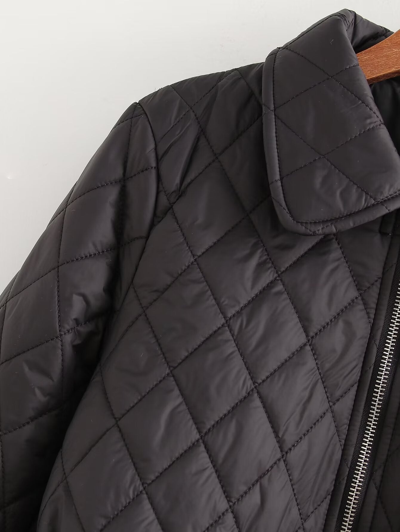 Belted Quilted Cotton Jacket – Casual Mid-Length Outerwear