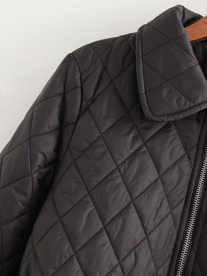 Belted Quilted Cotton Jacket – Casual Mid-Length Outerwear