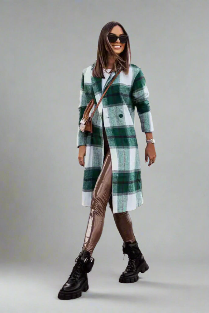 Mid-length Plaid Wool Coat - Fall/Winter Collection