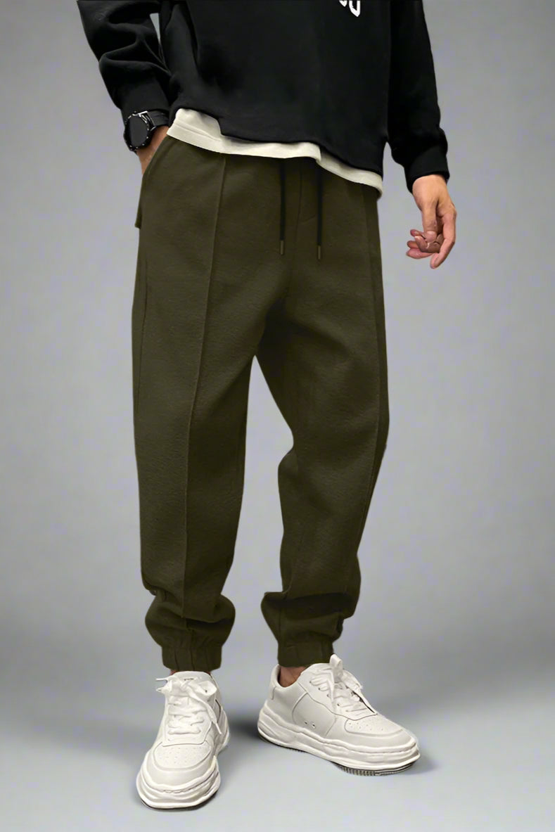 Thick Drawstring Sweatpants – Ankle-Tied Relaxed Fit