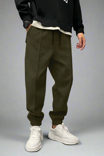 Thick Drawstring Sweatpants – Ankle-Tied Relaxed Fit