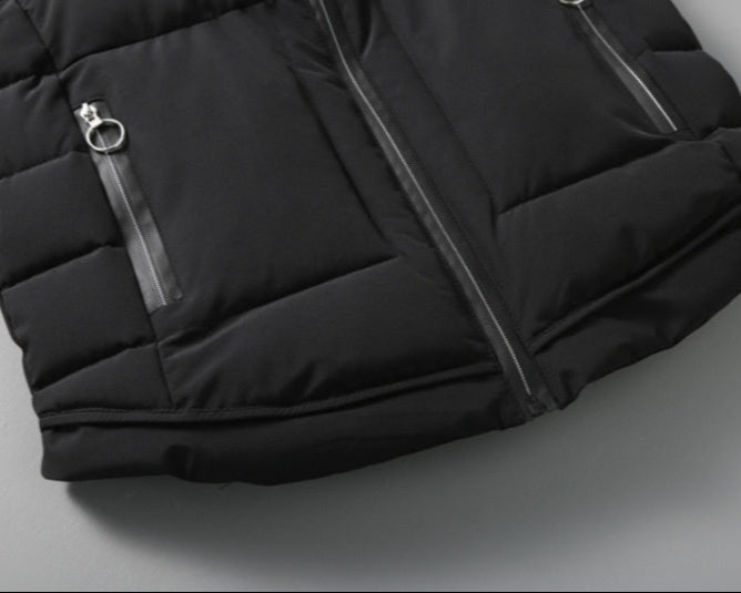 Men’s Thickened Cotton Padded Vest – Winter Casual Zip-Up Outerwear