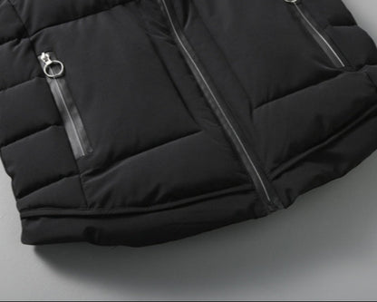 Men’s Thickened Cotton Padded Vest – Winter Casual Zip-Up Outerwear