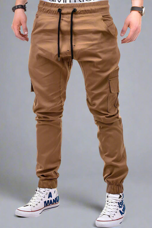Men’s Cargo Jogger Pants – Drawstring Waist with Side Pockets