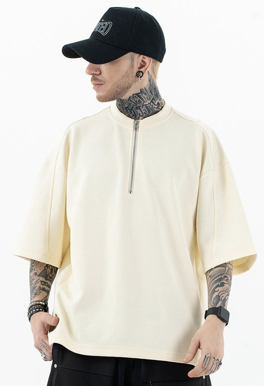 Men’s Half-Zip Casual Tee – Clean Fit Short Sleeve Cotton Top