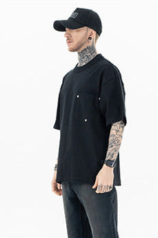 Men’s Classic Triangle Patch Tee – Heavyweight Loose-Fit T-Shirt