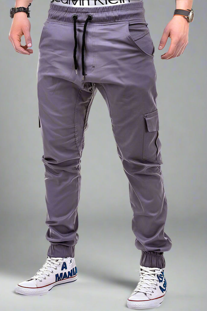 Men’s Cargo Jogger Pants – Drawstring Waist with Side Pockets