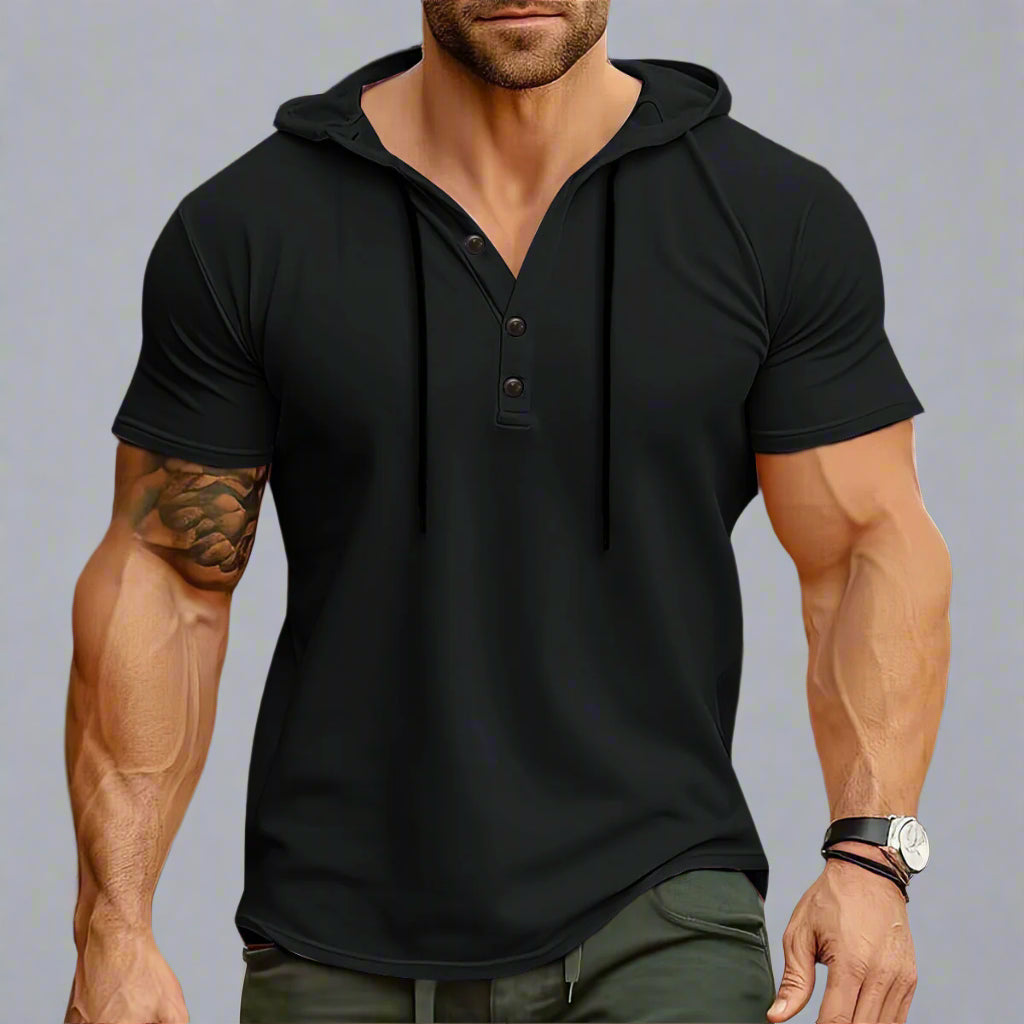 Men’s Hooded Workout Tee – Lightweight Short-Sleeve Fitness Top