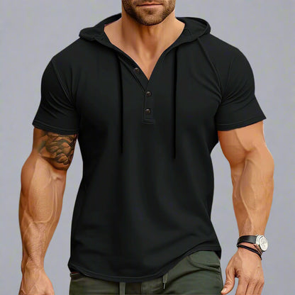 Men’s Hooded Workout Tee – Lightweight Short-Sleeve Fitness Top