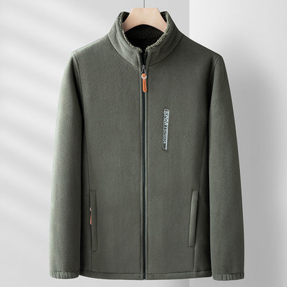Men’s Thick Polar Fleece Jacket – Double-Sided Outdoor Cardigan for Autumn & Winter