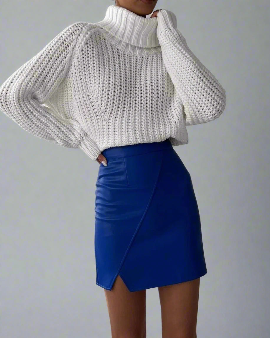 Women’s Oversized Turtleneck Chunky Knit Sweater – Casual Pullover