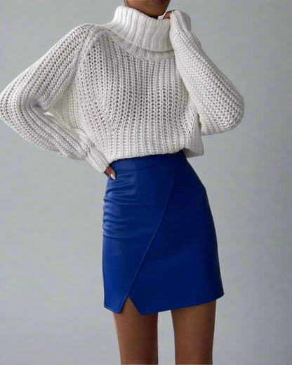 Women’s Oversized Turtleneck Chunky Knit Sweater – Casual Pullover