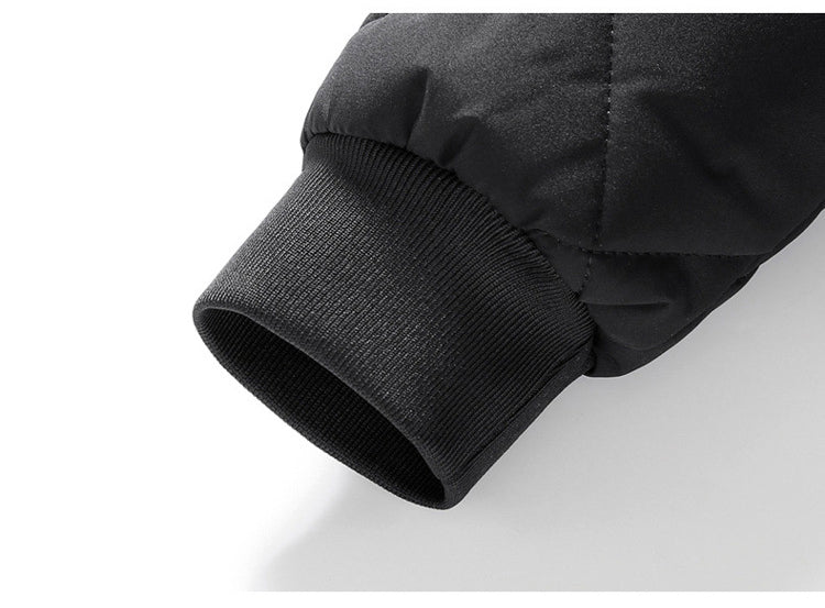 Men’s Quilted Cotton Baseball Jacket – Winter Warm, Windproof Casual Outerwear