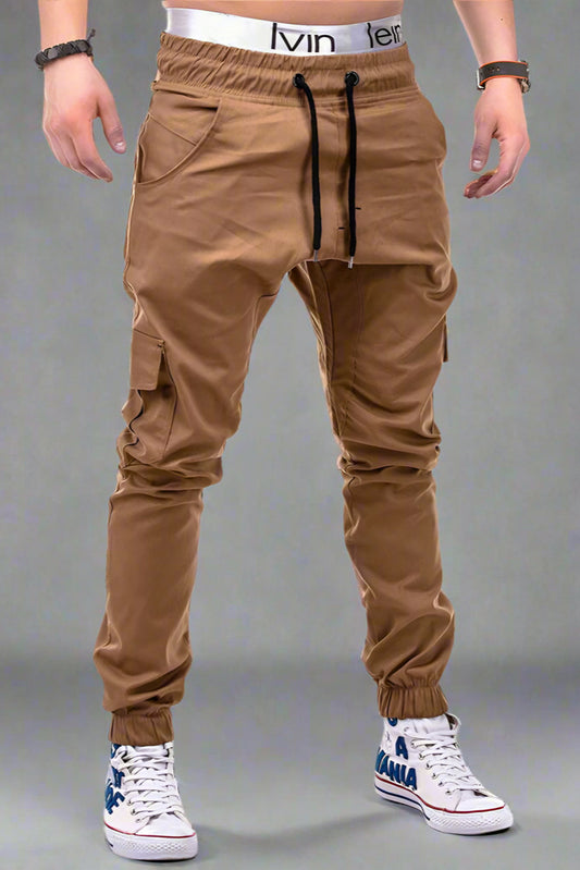 Men’s Cargo Jogger Pants – Drawstring Waist with Side Pockets