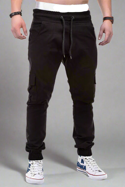 Men’s Cargo Jogger Pants – Drawstring Waist with Side Pockets