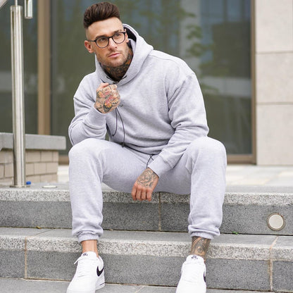 Men’s Casual Hooded Sweater Set – Autumn Loose Fit 2-Piece Outfit
