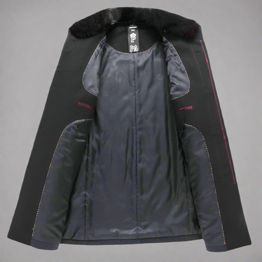 Men’s Stand Collar Woolen Overcoat – Classic Winter Outerwear